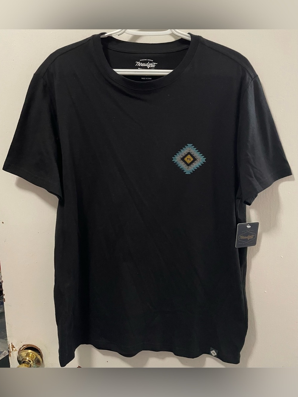 Threadgrit Men's Black Short Sleeve T-Shirt Crew Neck Tee Top Size Medium M